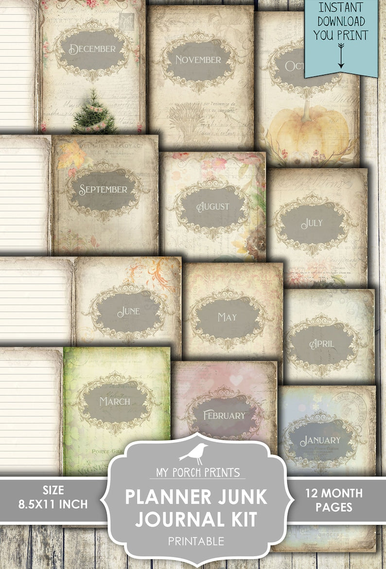 Shabby Chic Planer Junk Journal Kit