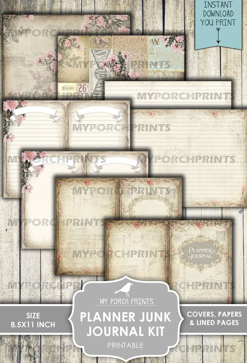 Shabby Chic Planer Junk Journal Kit