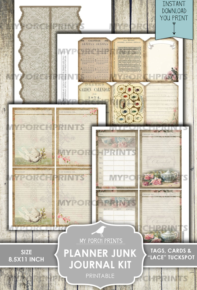 Shabby Chic Planer Junk Journal Kit