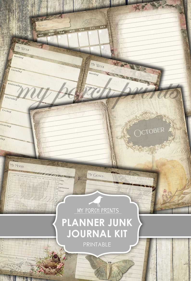 Shabby Chic Planer Junk Journal Kit