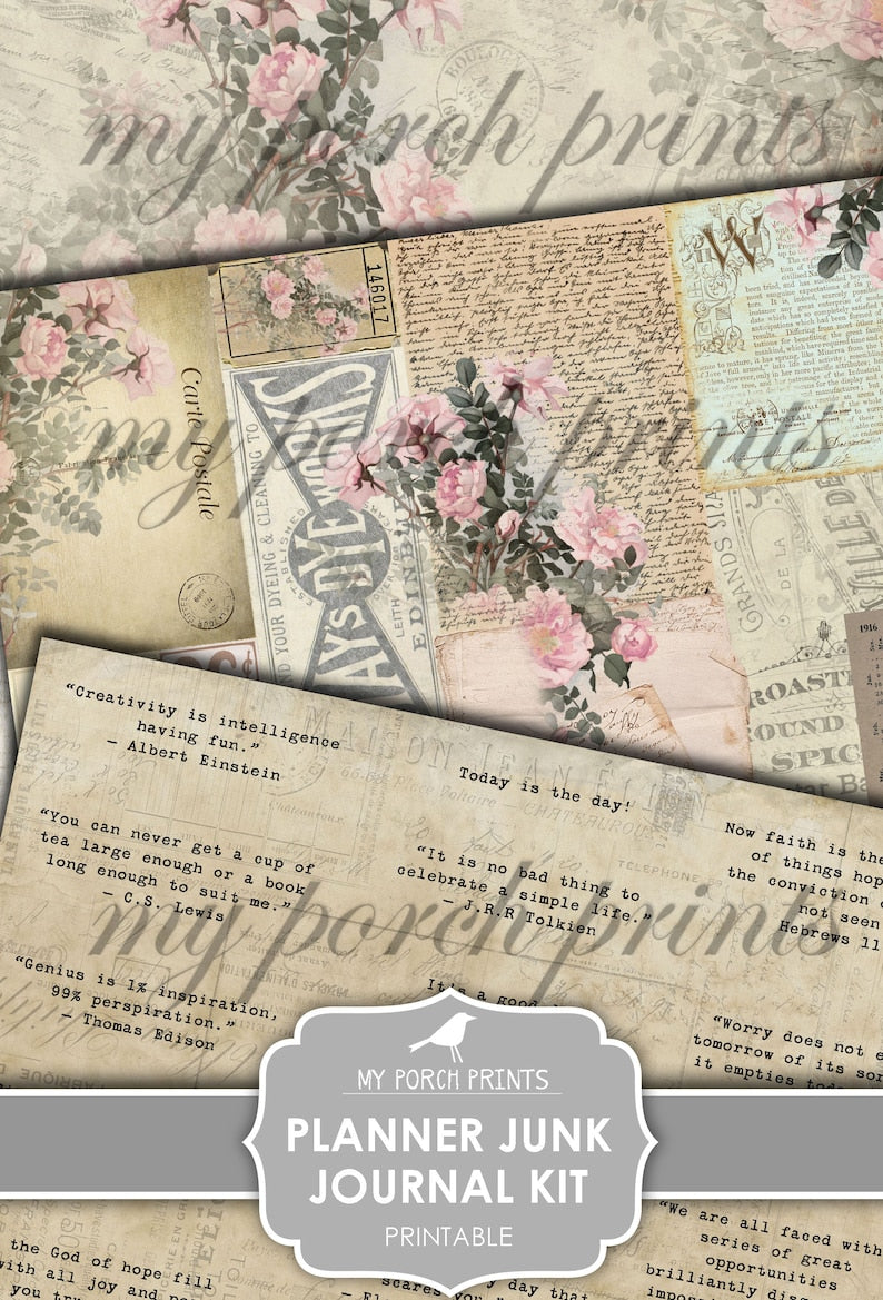 Shabby Chic Planer Junk Journal Kit