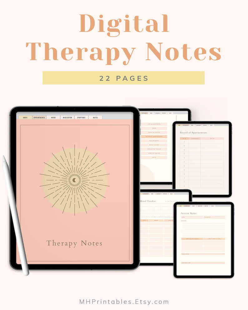 Digital Therapy Journal: Session Notes for Goodnotes & Tablets_BrainAcademy.store