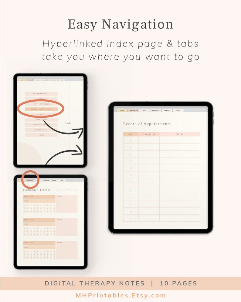 Digital Therapy Journal: Session Notes for Goodnotes & Tablets_BrainAcademy.store