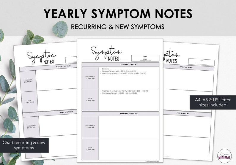 Printable Symptom Tracker: Monthly Symptom Monitoring and Management_BrainAcademy.store