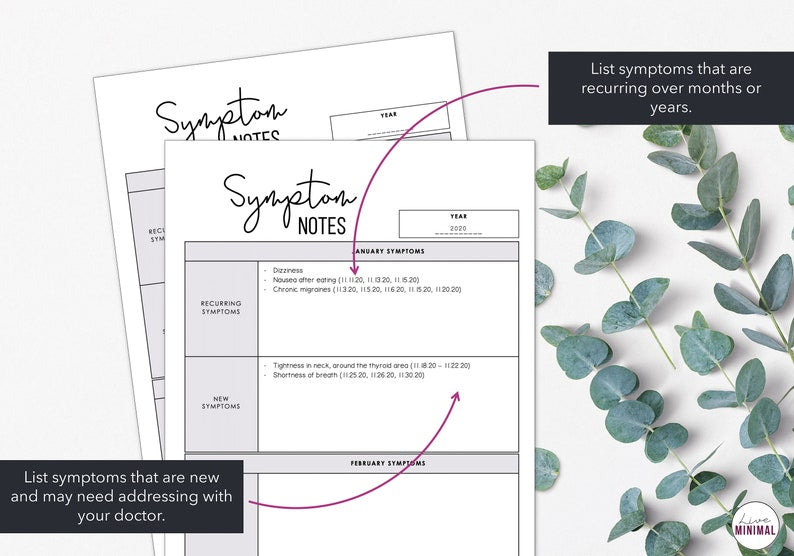 Printable Symptom Tracker: Monthly Symptom Monitoring and Management_BrainAcademy.store