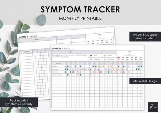 Monthly Symptom Tracker: Track Frequency and Severity_BrainAcademy.store