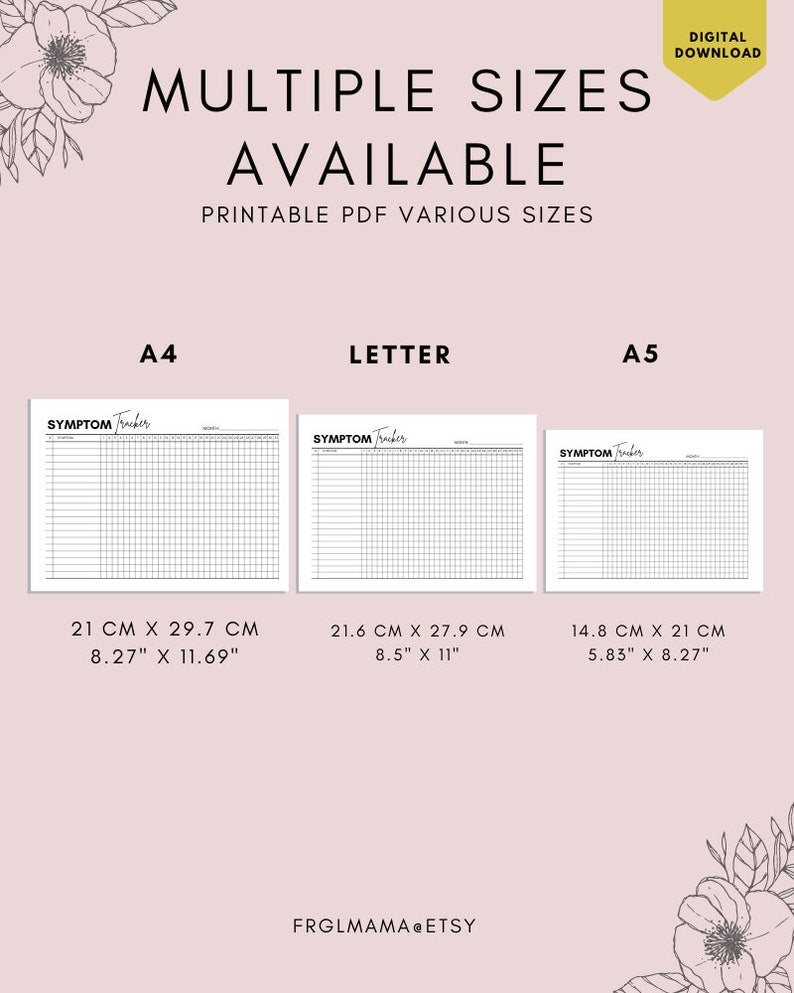 Printable Monthly Symptom Tracker: Track Frequency & Severity of Symptoms_BrainAcademy.store