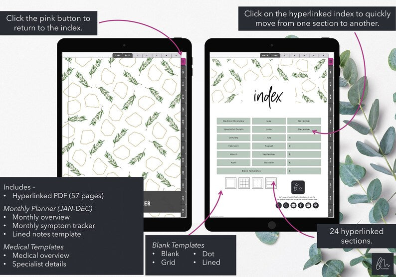 Digital Symptom Tracker: Monthly Management Planner_BrainAcademy.store