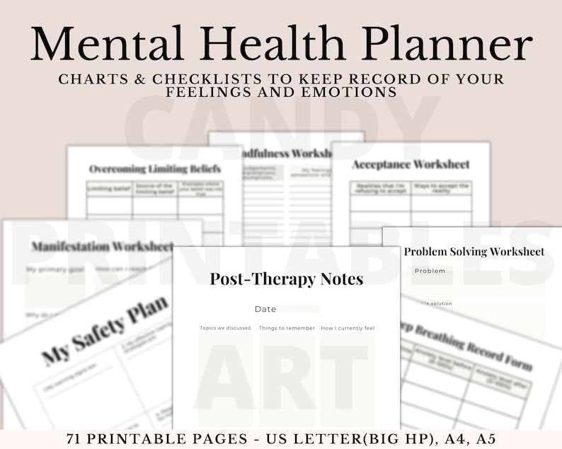 Printable Mental Health Planner: Track Anxiety, Moods, and Wellness_BrainAcademy.store