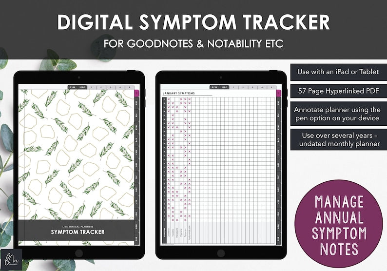 Digital Symptom Tracker: Monthly Management Planner_BrainAcademy.store