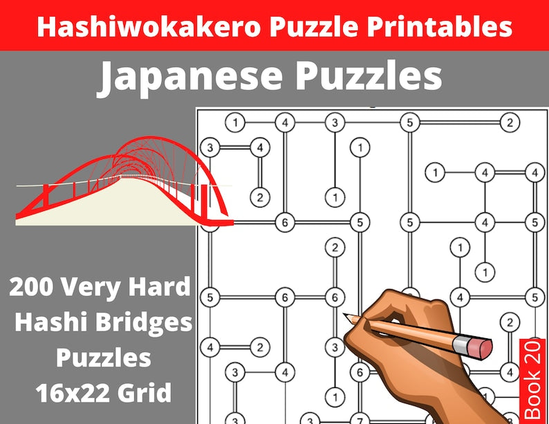 Druckbare Hashiwokakero-Rätsel: 200 japanische Logikherausforderungen