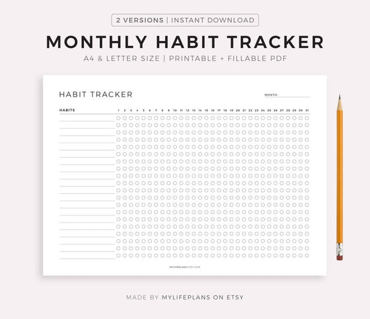 Druckbarer Habit Tracker | 30-Tage-Challenge | Landschaftslayout