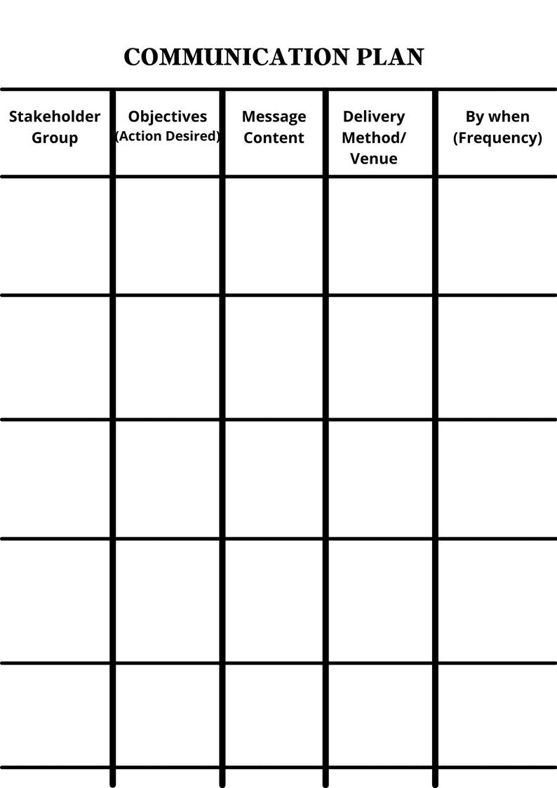 Printable Communication Plan Template