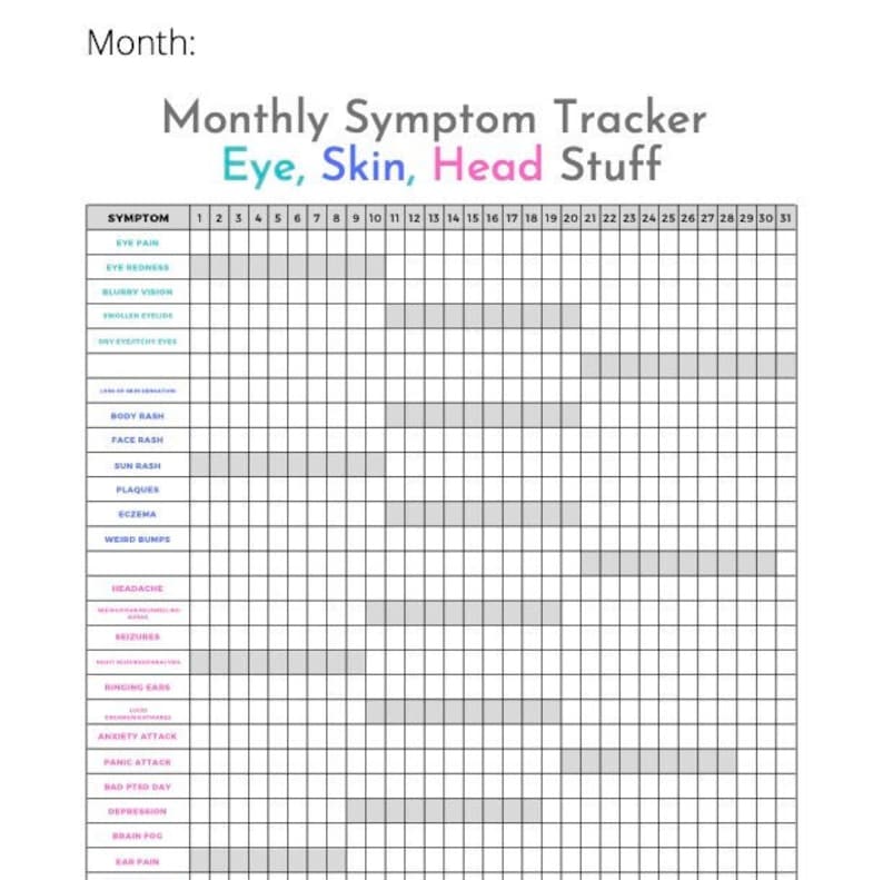 Daily Symptom Tracker for Chronic Illness: Month-Long Monitoring_BrainAcademy.store