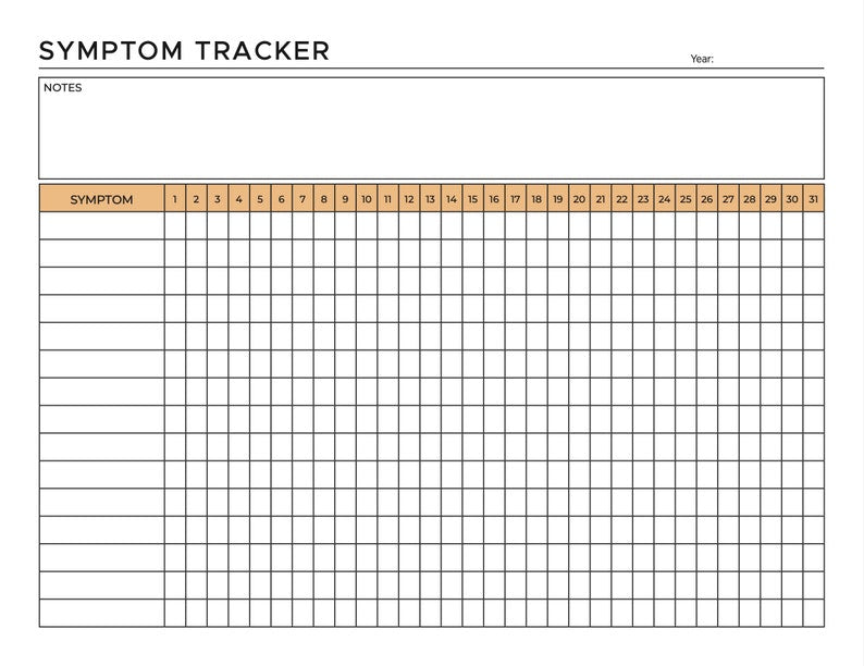 Track & Chart Your Symptoms: Monthly Symptom Tracker_BrainAcademy.store