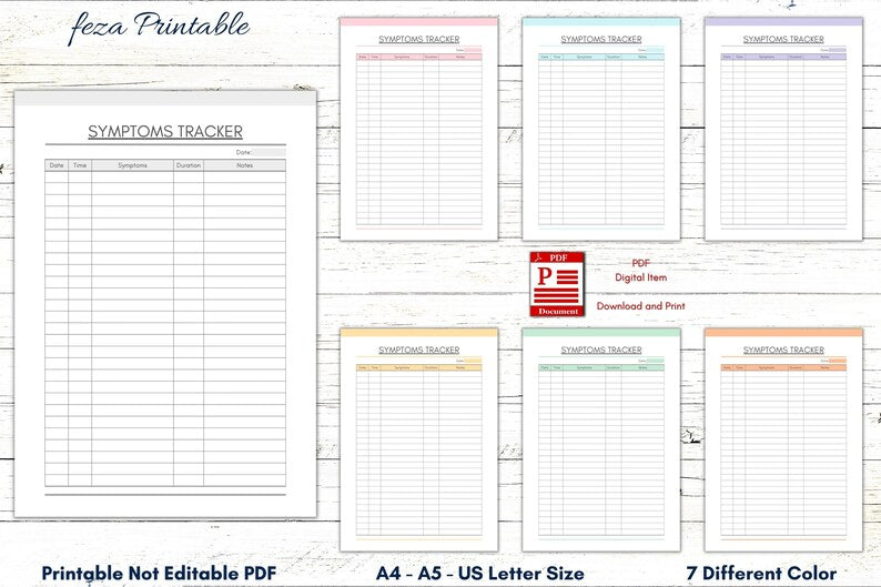 Printable Symptom & Health Tracker_BrainAcademy.store