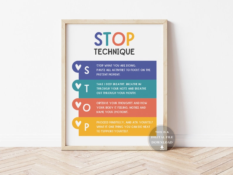 Stop Technique: CBT Anxiety Management Poster_BrainAcademy.store