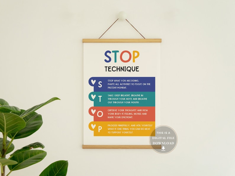 Stop Technique: CBT Anxiety Management Poster_BrainAcademy.store