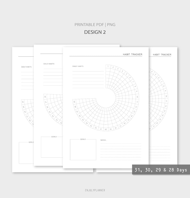 Circle Habit Tracker für Motivation und Filofax A5