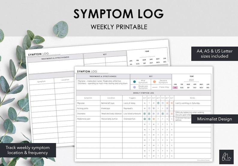 Printable Weekly Symptom Tracker_BrainAcademy.store