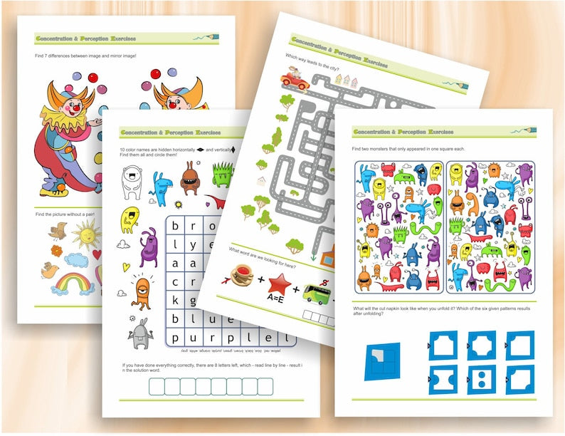 Concentration & Perception Workbook for Kids (Age 8+)_BrainAcademy.store