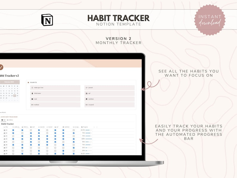 Notion Habit Tracker Dashboard | Digital Daily Tracker_BrainAcademy.store