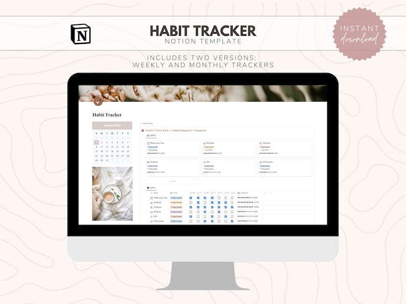 Notion Habit Tracker Dashboard | Digital Daily Tracker_BrainAcademy.store