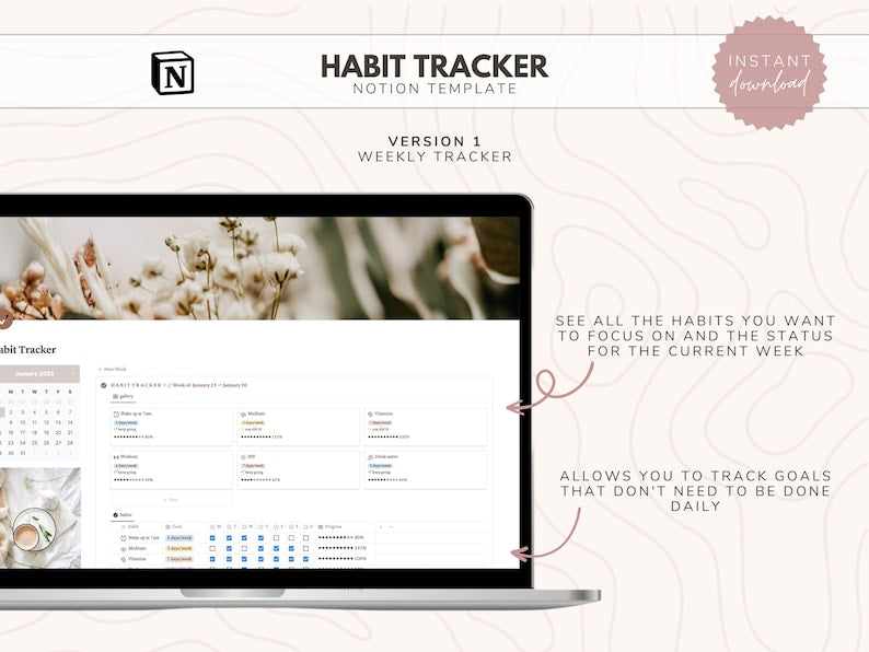 Notion Habit Tracker Dashboard | Digital Daily Tracker_BrainAcademy.store