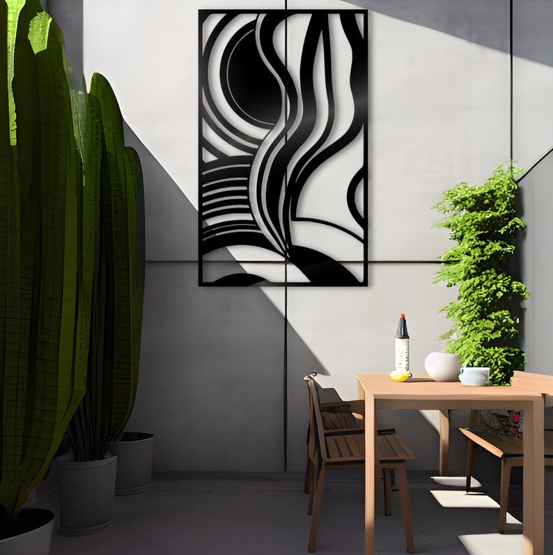 Metal Wall Art: Abstract Wavy Lines Orphism Art Nouveau_BrainAcademy.store