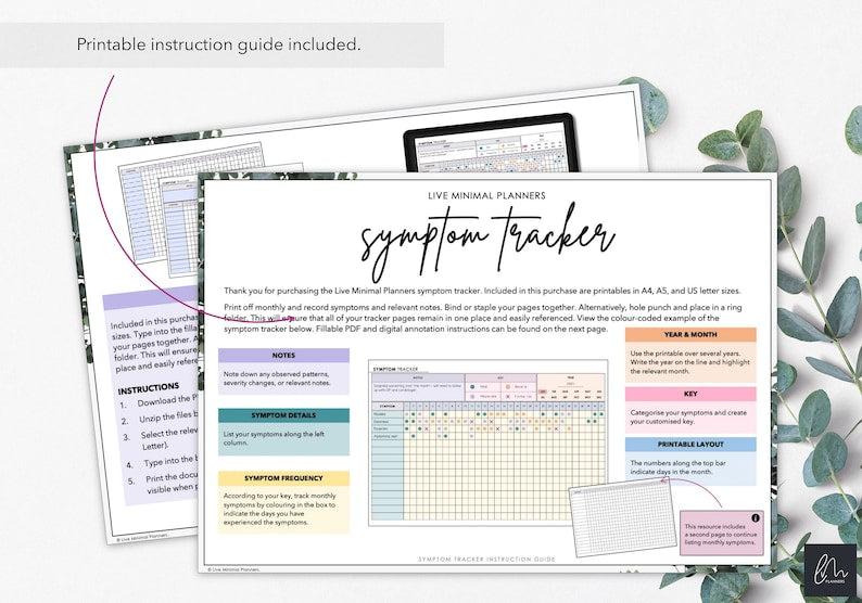 Printable Monthly Symptom Tracker for Frequency & Severity_BrainAcademy.store