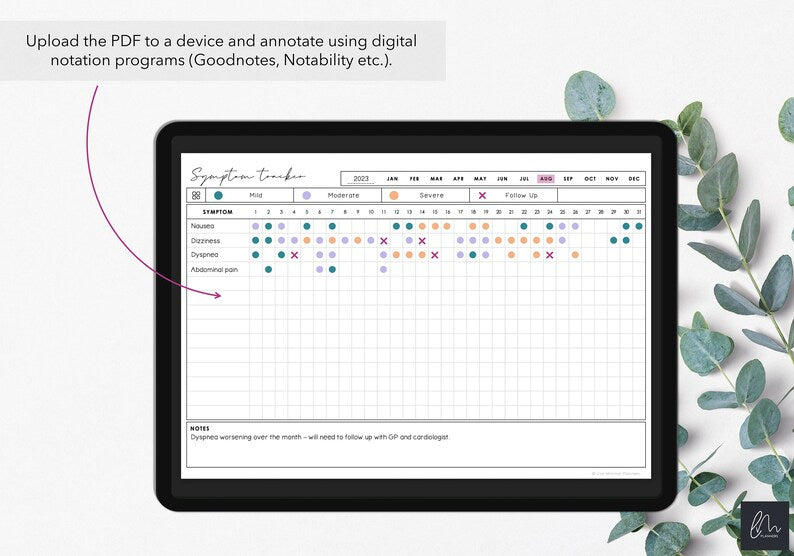 Monthly Symptom Tracker for Chronic Illness or Pain: Printable and Fillable_BrainAcademy.store