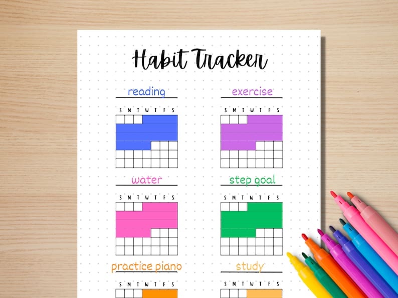 Druckbare Habit-Tracker-Tagebuchseite