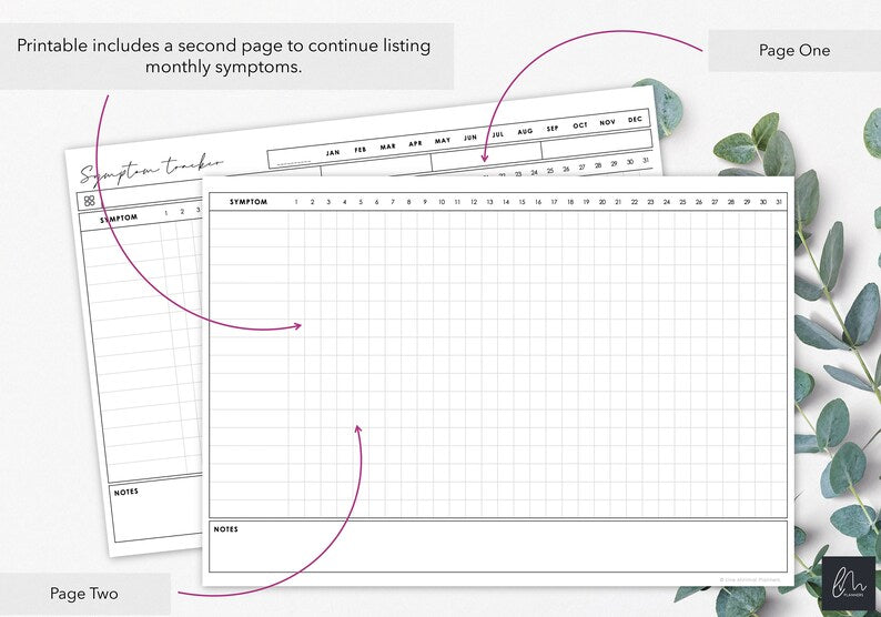 Monthly Symptom Tracker for Chronic Illness or Pain: Printable and Fillable_BrainAcademy.store