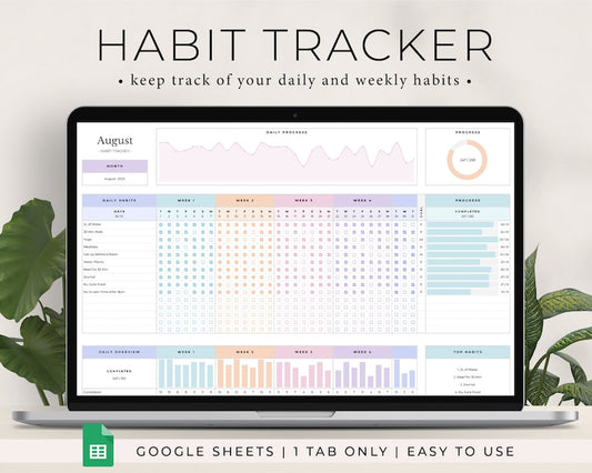 Habit Tracker & Daily Planner Template for Google Sheets_BrainAcademy.store