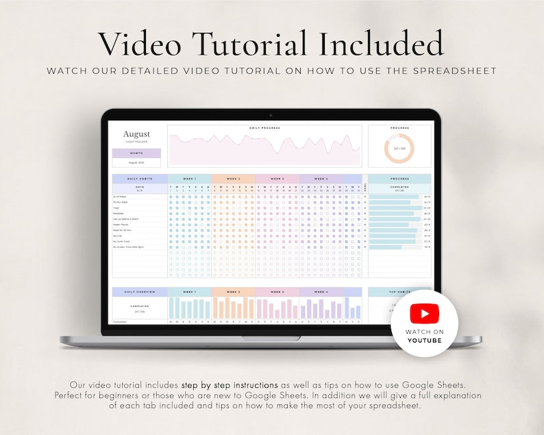 Habit Tracker & Daily Planner Template for Google Sheets_BrainAcademy.store