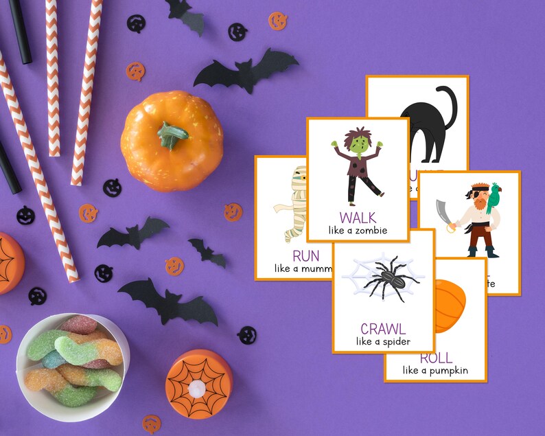 Halloween Movement Cards for Preschool & Kindergarten_BrainAcademy.store