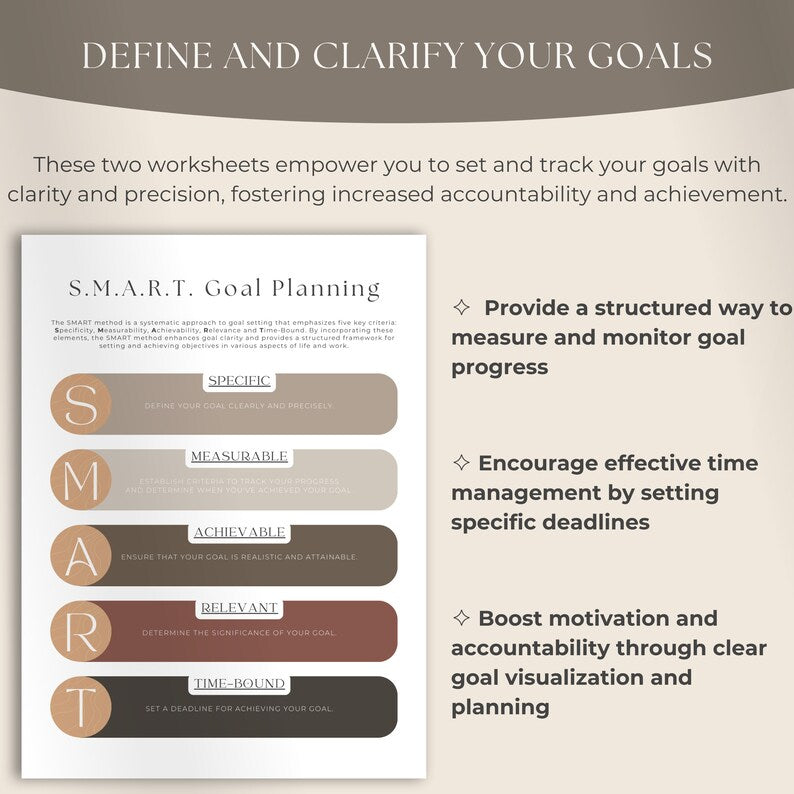 SMART Goal Setting Templates for Growth_BrainAcademy.store