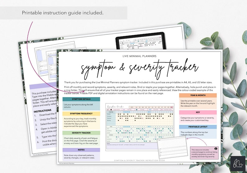 Printable Symptom Tracker for Chronic Illness or Pain_BrainAcademy.store