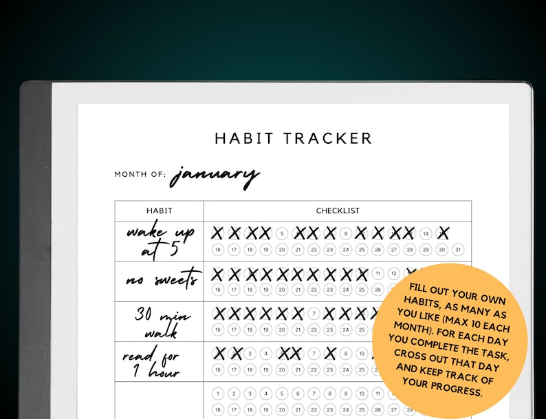 reMarkable Habit & Goal Tracker Template_BrainAcademy.store