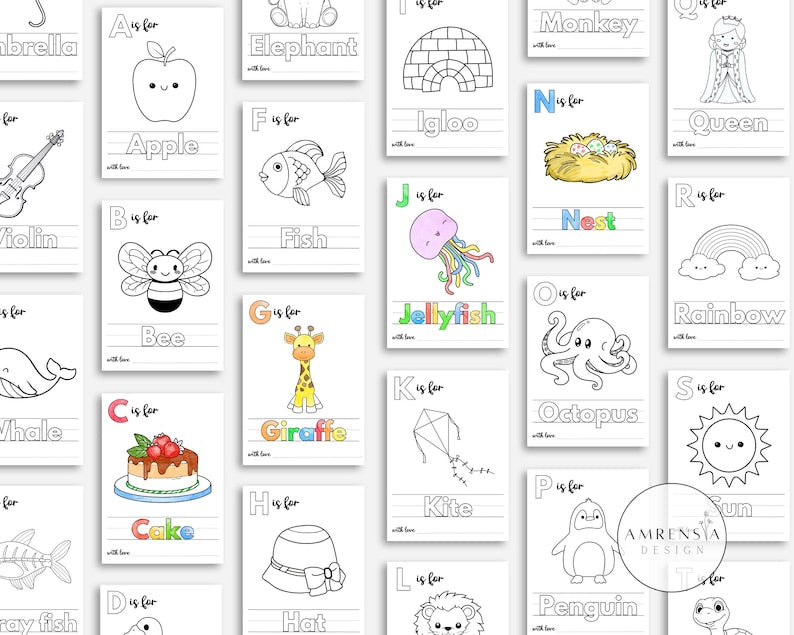 ABC Baby Shower Coloring & ABC Book_BrainAcademy.store