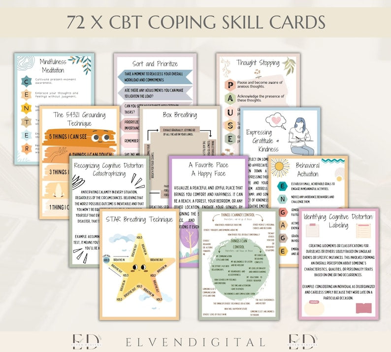 CBT Therapy Essentials: Worksheets, Handouts, and Coping Skills Cards_BrainAcademy.store