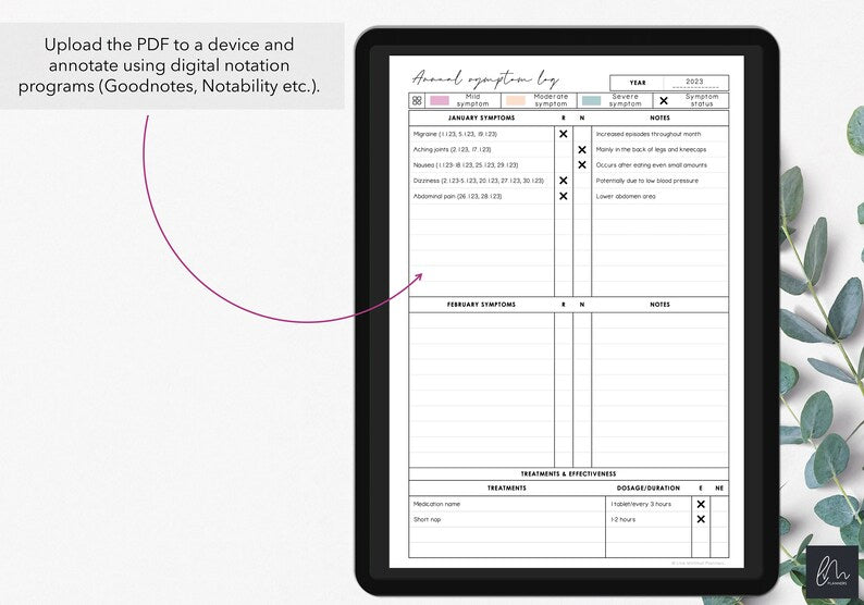 Printable Annual Symptom Tracker: Chart Yearly Symptom Frequency_BrainAcademy.store