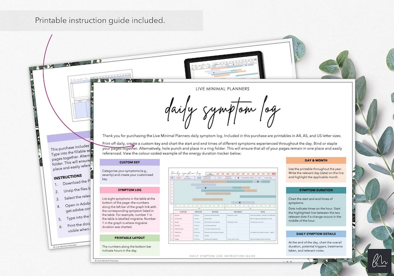 Printable Symptom Tracker for Chronic Conditions_BrainAcademy.store