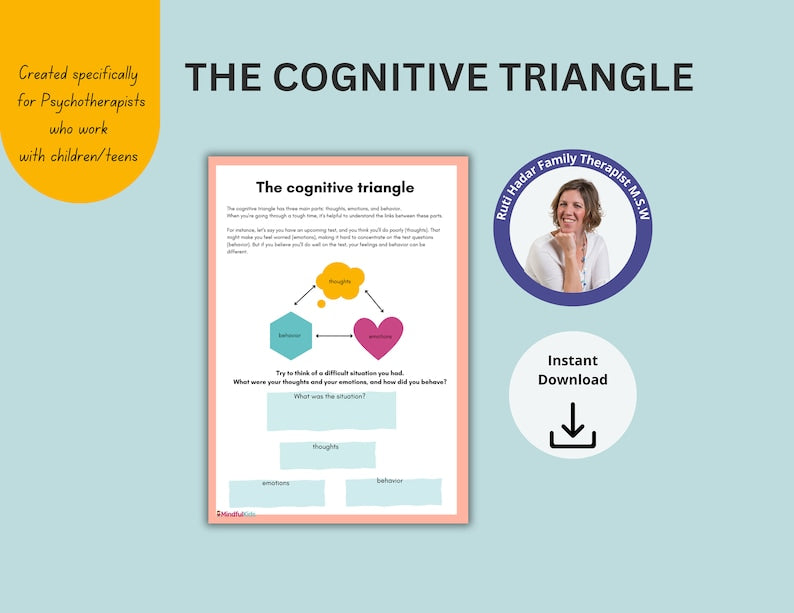 CBT Therapy Triangle: Cognitive Distortion & Thinking Errors Guide_BrainAcademy.store