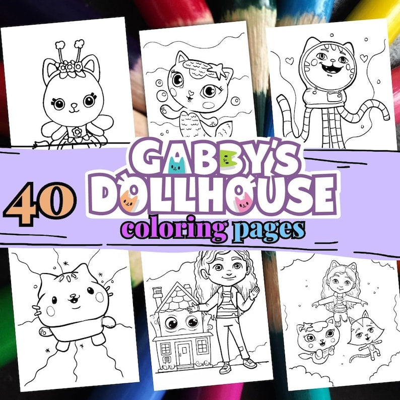 40 GABBY DOLLHOUSE Coloring Pages: Cartoon Coloring Book for Kids_BrainAcademy.store