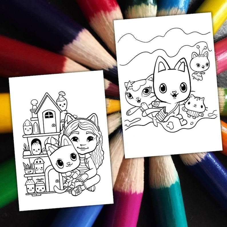 40 GABBY DOLLHOUSE Coloring Pages: Cartoon Coloring Book for Kids_BrainAcademy.store