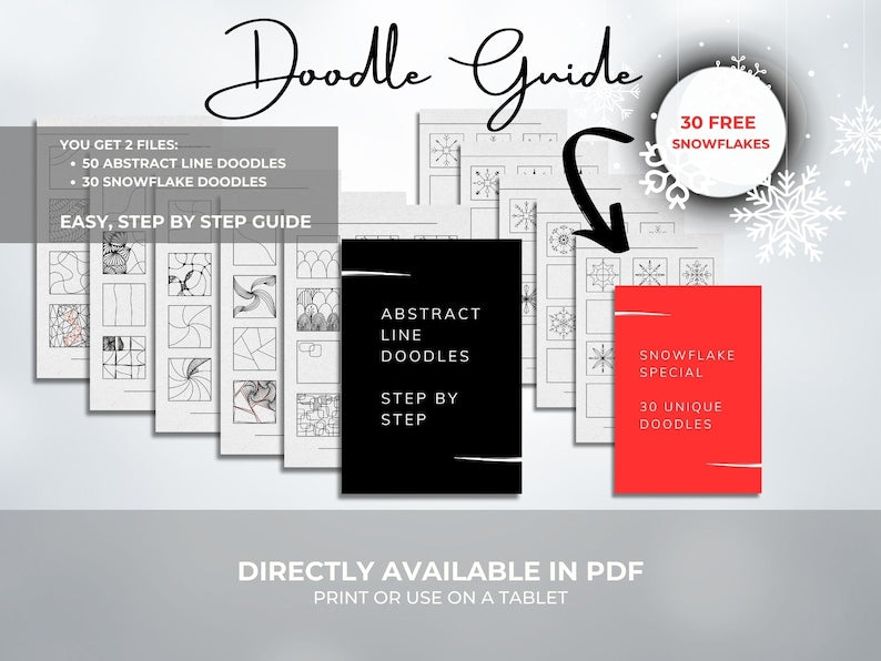 Doodle Guide: Snowflake Special - Digital Step-by-Step PDF Art Therapy_BrainAcademy.store