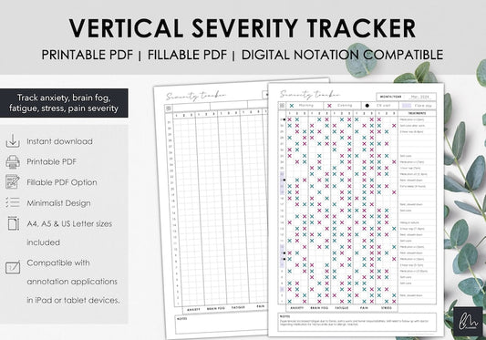 Printable Monthly Chronic Illness Tracker: Pain, Anxiety, Brain Fog, Fatigue_BrainAcademy.store