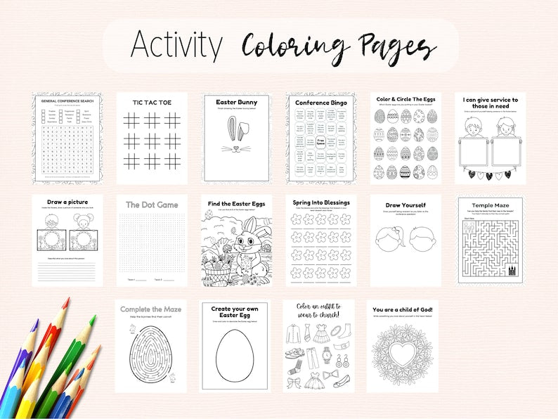 Digital Coloring Book: Easter, Spring, Primary & Youth Activities_BrainAcademy.store