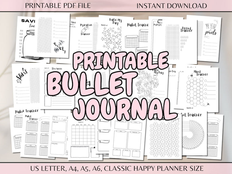 Druckbarer anpassbarer Bullet-Journal-Planer